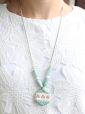 Colar Pingente com Brinco - Azul Manchado
